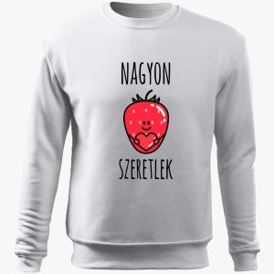 Nagyon szeretlek eperke mintás belebújós pulóver