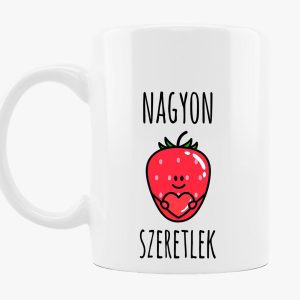 Nagyon szeretlek eperke mintás bögre