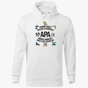 Apa mindent meg tud szerelni kapucnis pulóver