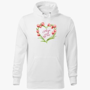 Anya csak egy van tulipánszíves kapucnis pulóver