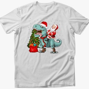 Mikulás a T-Rex hátán póló