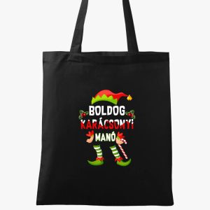 Boldog karácsonyi manó vászontáska