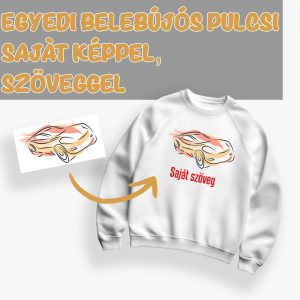 Egyedi belebújós pulóver saját képpel, szöveggel