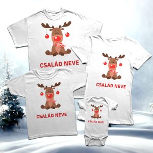 Rénszarvasos karácsonyi családi pólószett